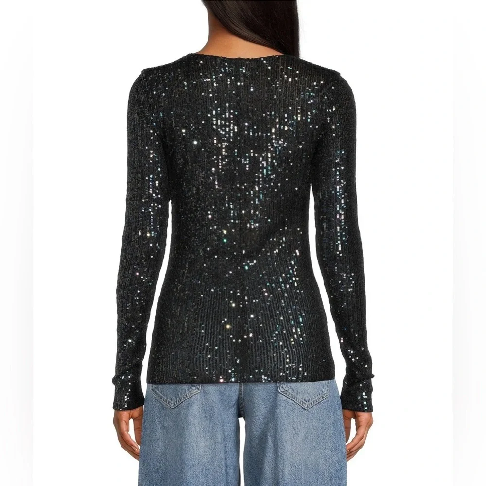 NWT Free People Women's Gold Rush Long Sleeve Top in black